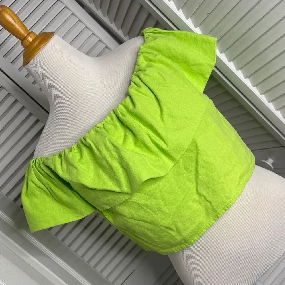 a new day Bright Green Off-Shoulder Crop Top